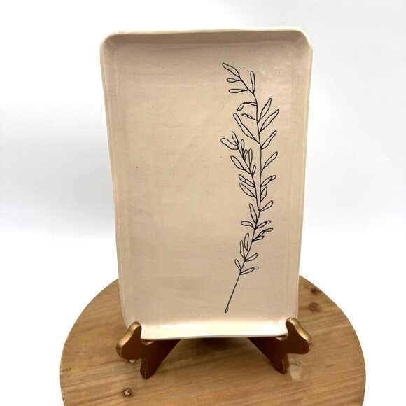 CSF Ceramics Small Tray: Lavender Tan black trinket key dresser table home decor - Picture 2 of 8